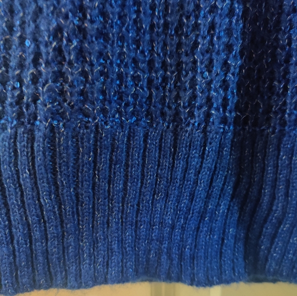 Candie's Sparkly Blue Cowl Neck Sweater M - Picture 5 of 10